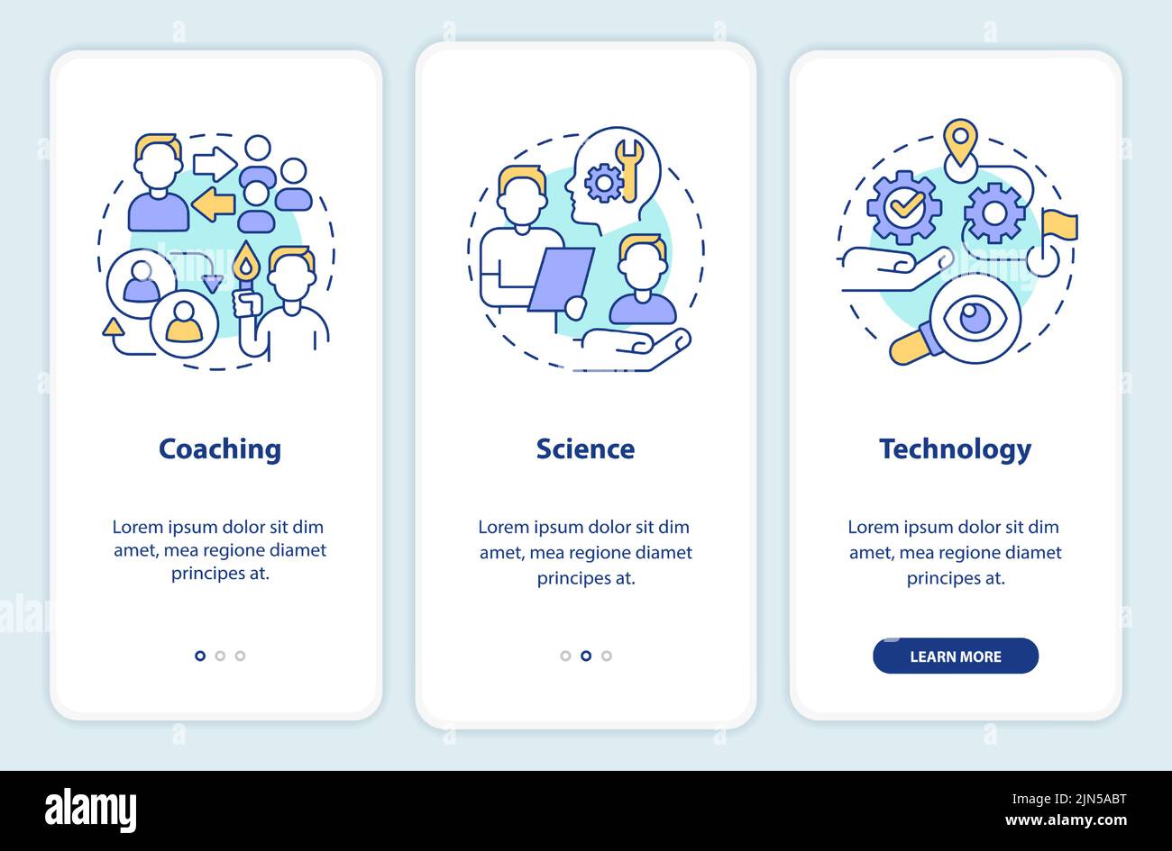 Business coaching platform programs onboarding mobile app screen Stock Vector