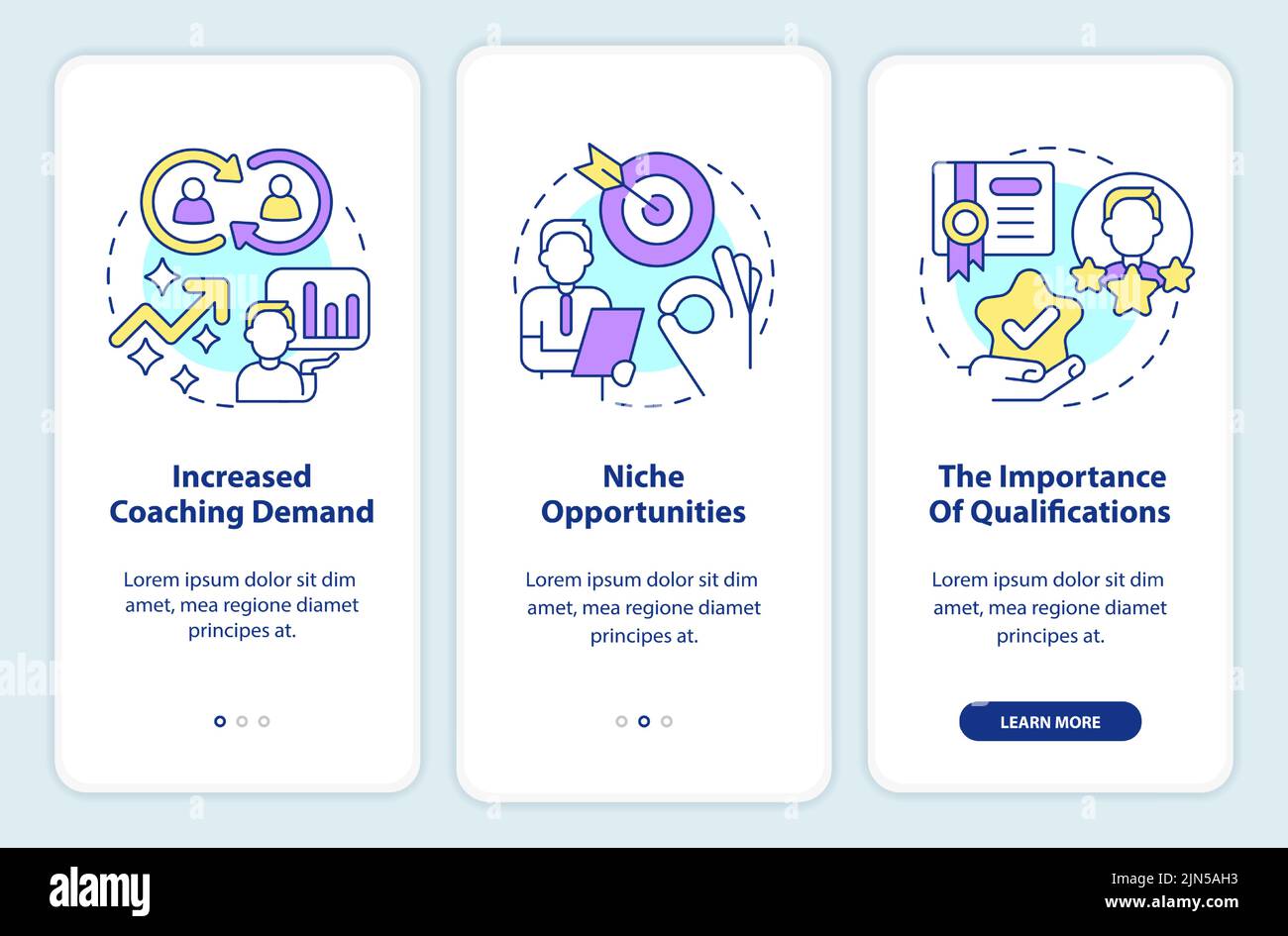 Business coaching trends onboarding mobile app screen Stock Vector ...