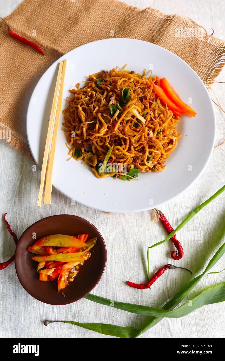 "yakisoba is traditional stir fried noodle japan, made from noodles