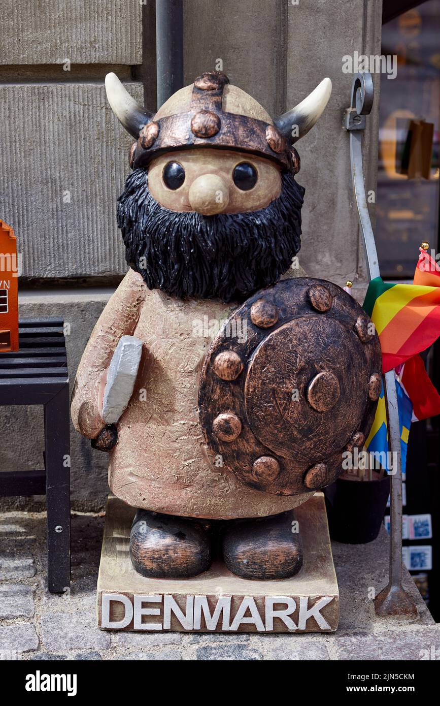 Viking figurine with sword and shield; Copenhagen, Denmark Stock Photo