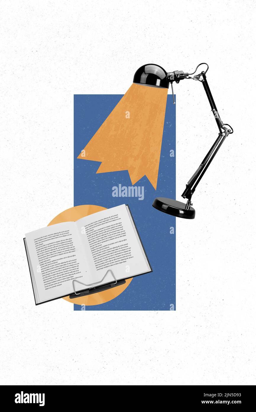 Photo artwork minimal picture of table lamp lighting open book late