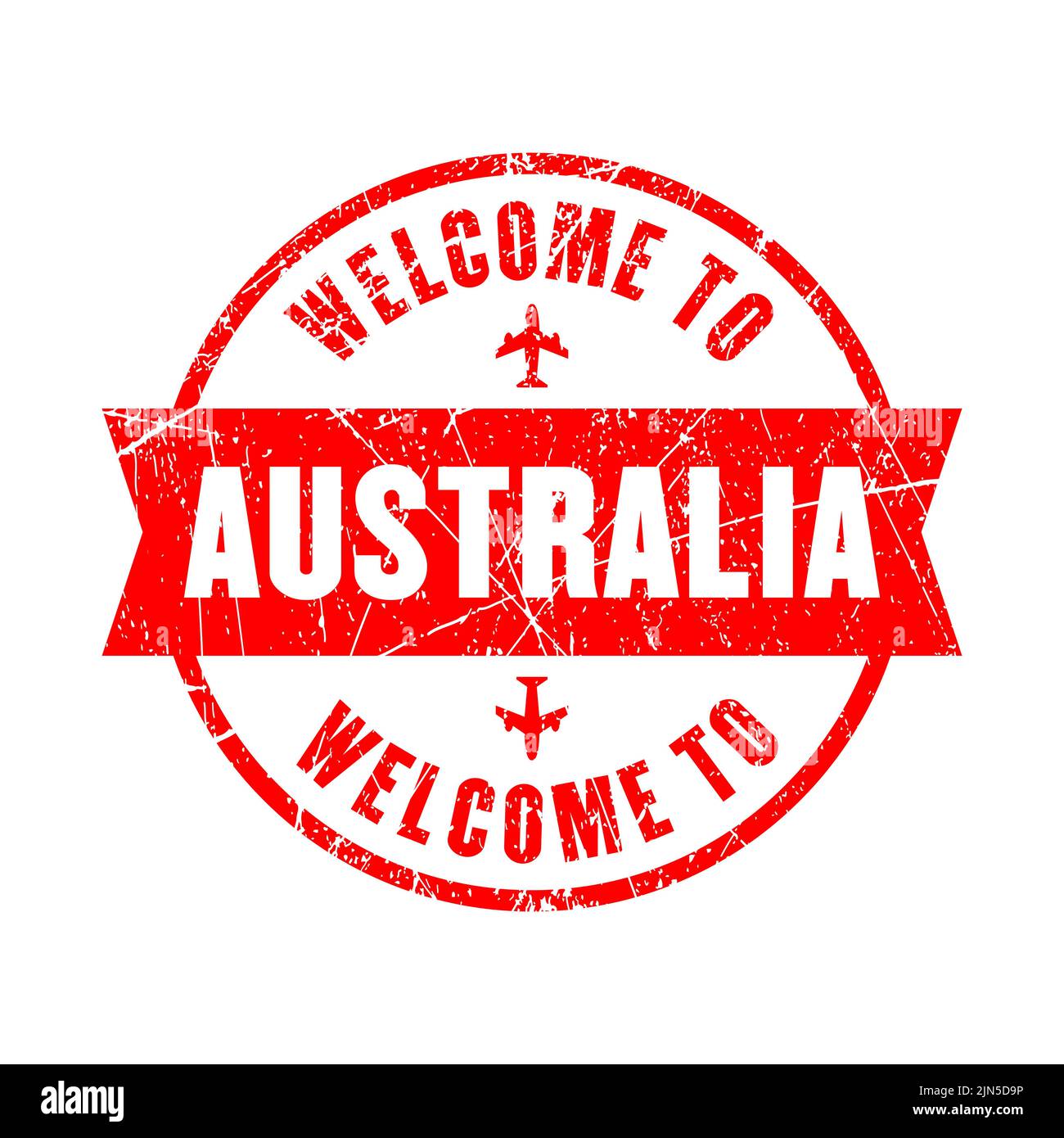 welcome to australia. red stamp isolated background Stock Vector