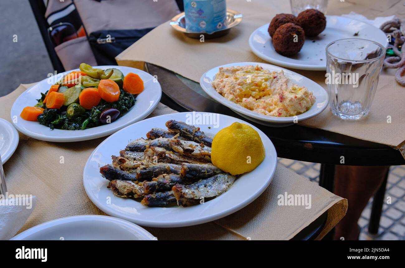 traditional greek Ktapodi octopus salad bowl on Athens restauran