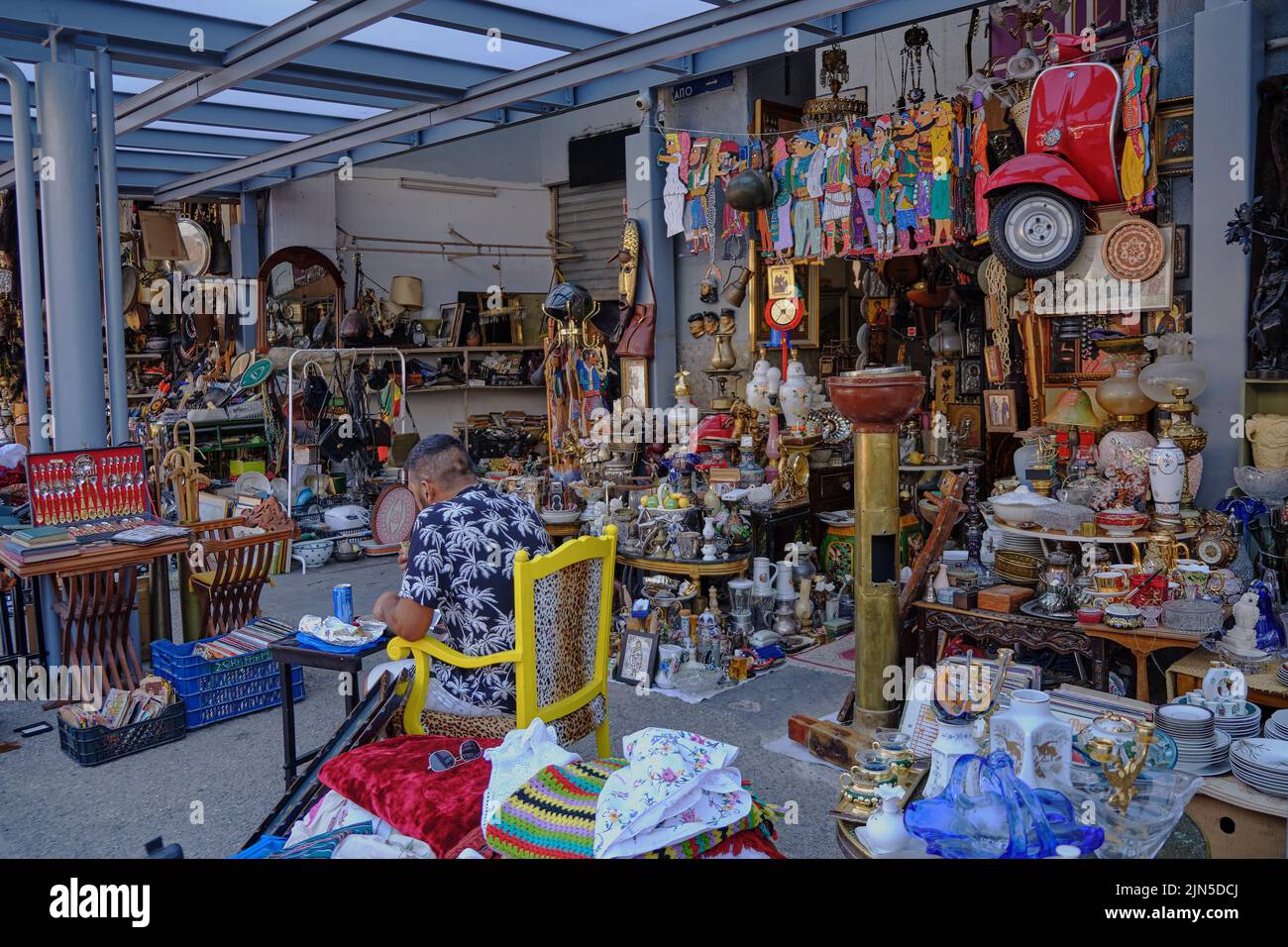 store selling bric-a-brac in central Athens Stock Photo