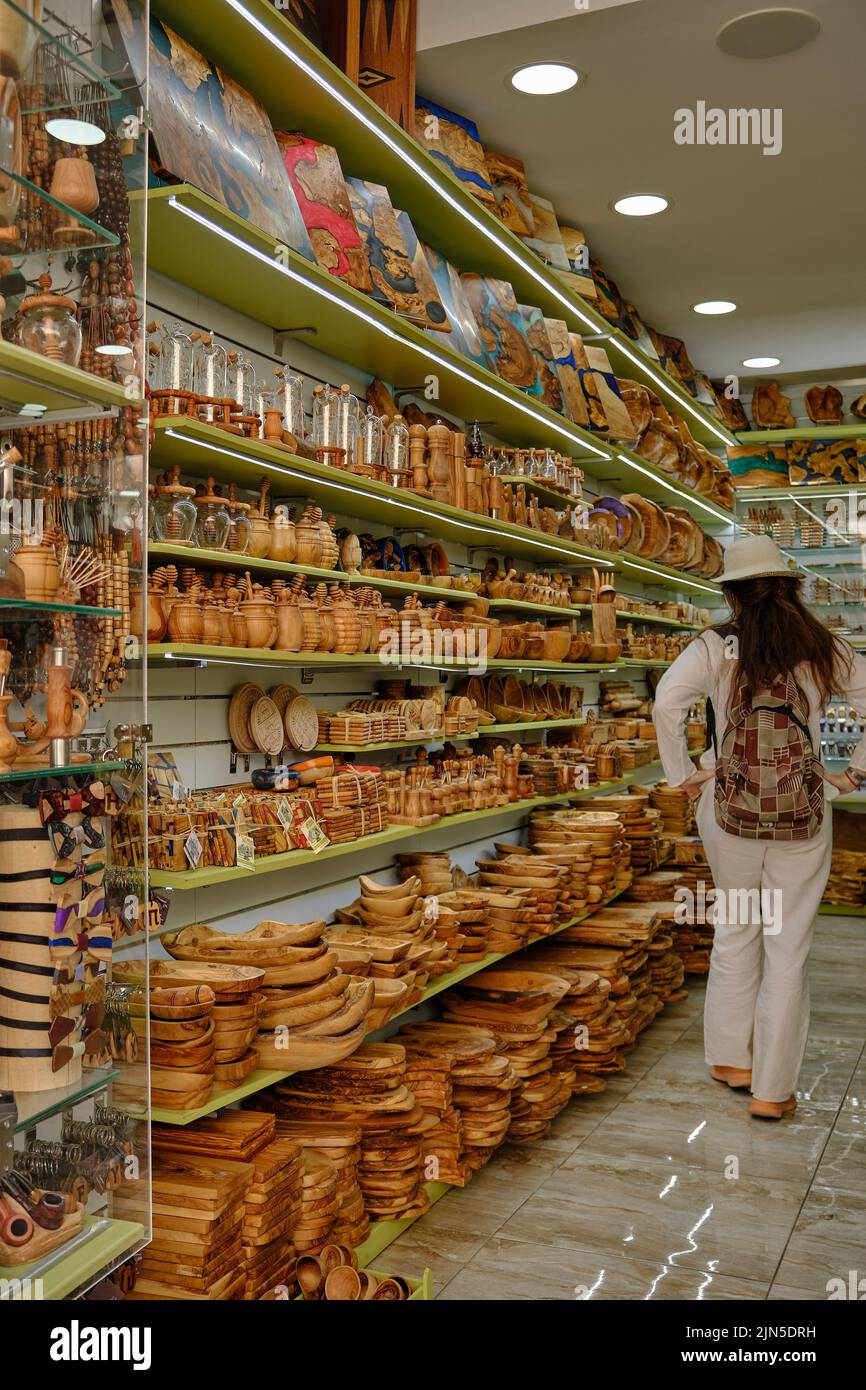 An array of ancient Greek souvenirs in Athens gift shop Stock Photo