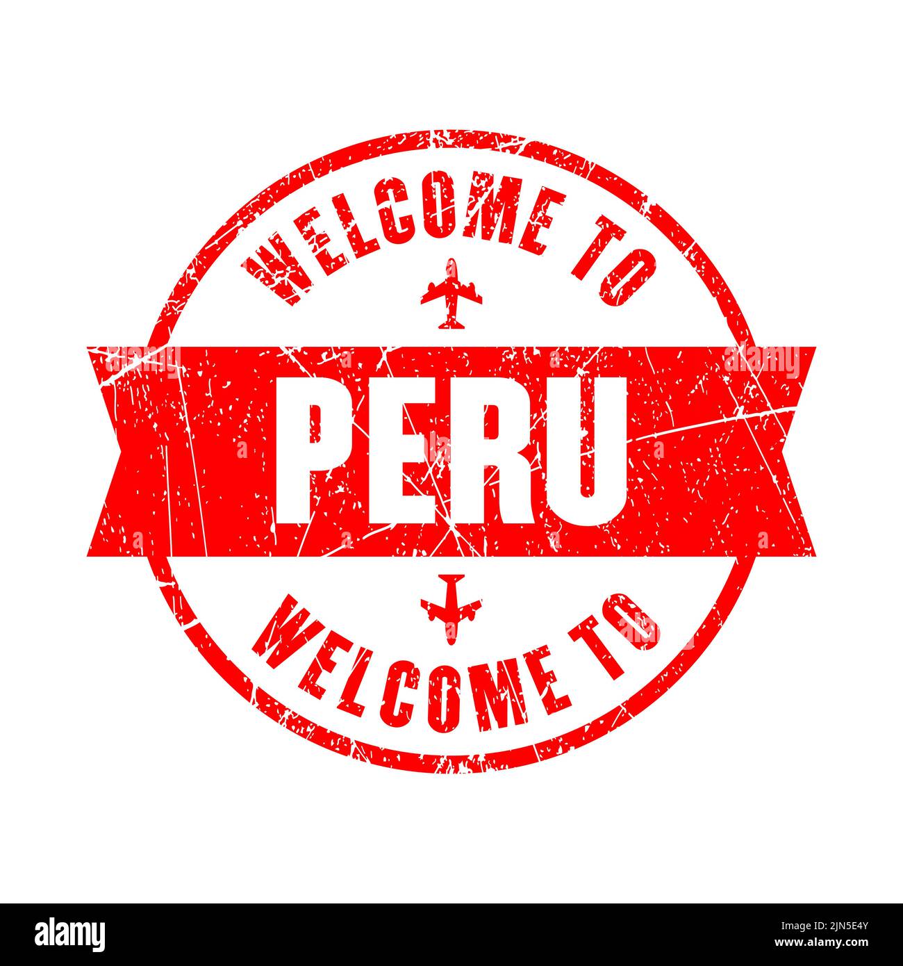 welcome to Peru red round ribbon stamp isolated background Stock Vector