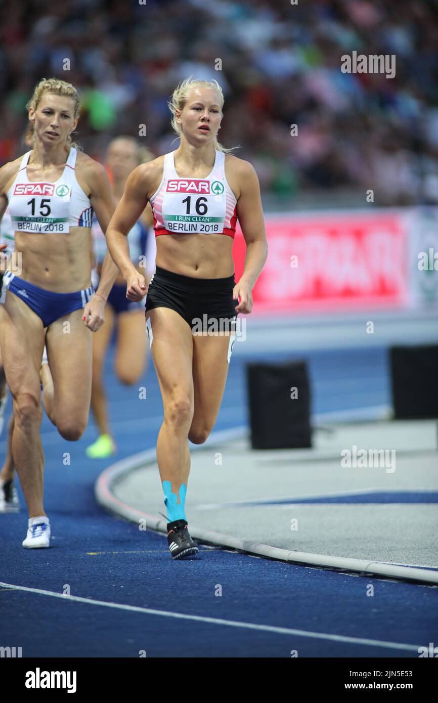 Sarah Lagger participating in the 800 meters in the Heptathlon at the ...