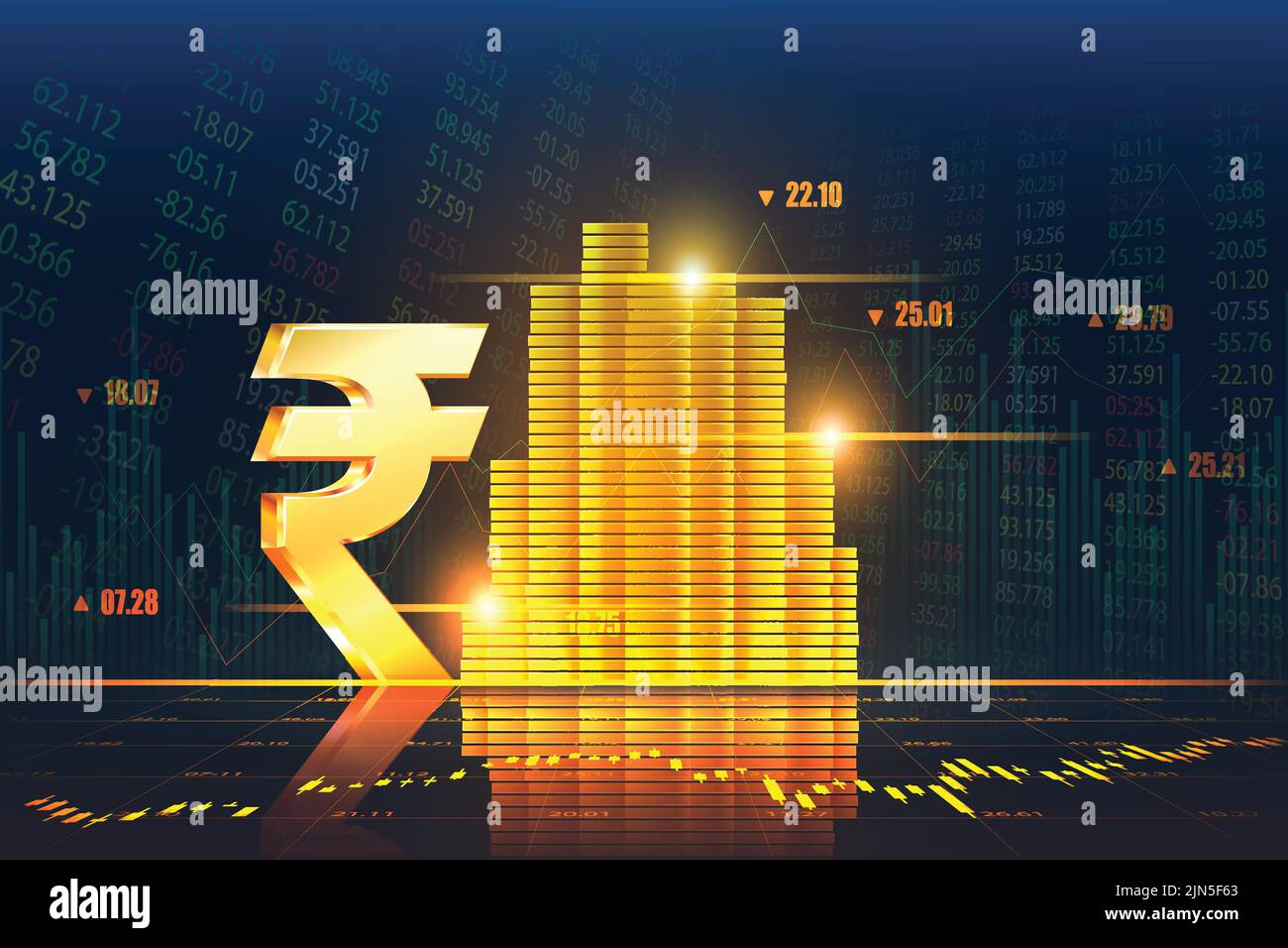 Indian economy increase bull market. indian stock market high growth