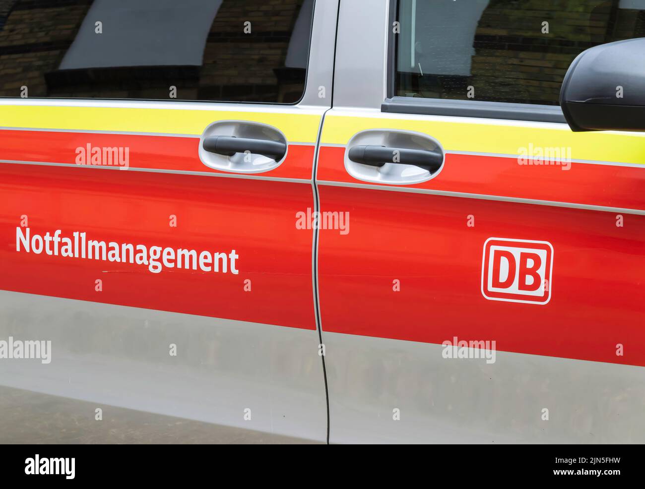 Germany , Berlin , 09.08.2022 , Inscription emergency management DB on the side of a car Stock Photo