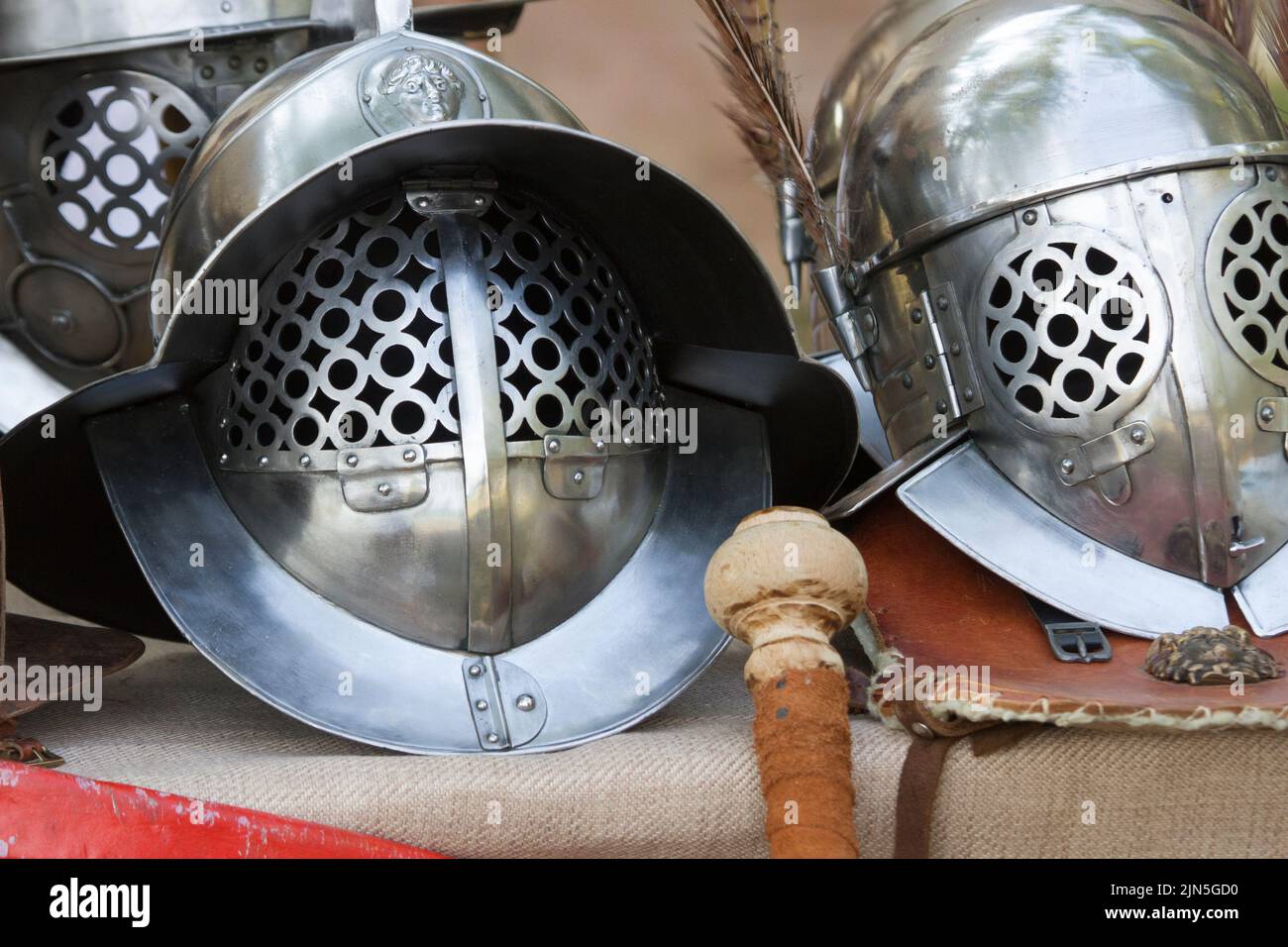 Modena, Italy. 10th Sep, 2016. Gladiator helmets. Credit: Independent Photo Agency/Alamy Live News Stock Photo