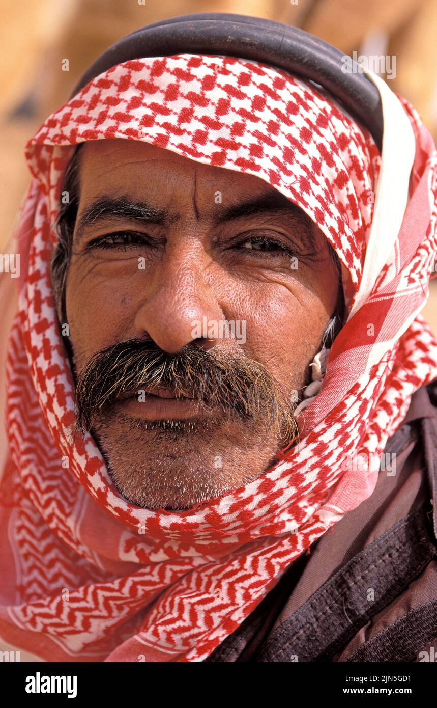 Jordan, Wadi Rum Desert, Bedouin caravanners Stock Photo
