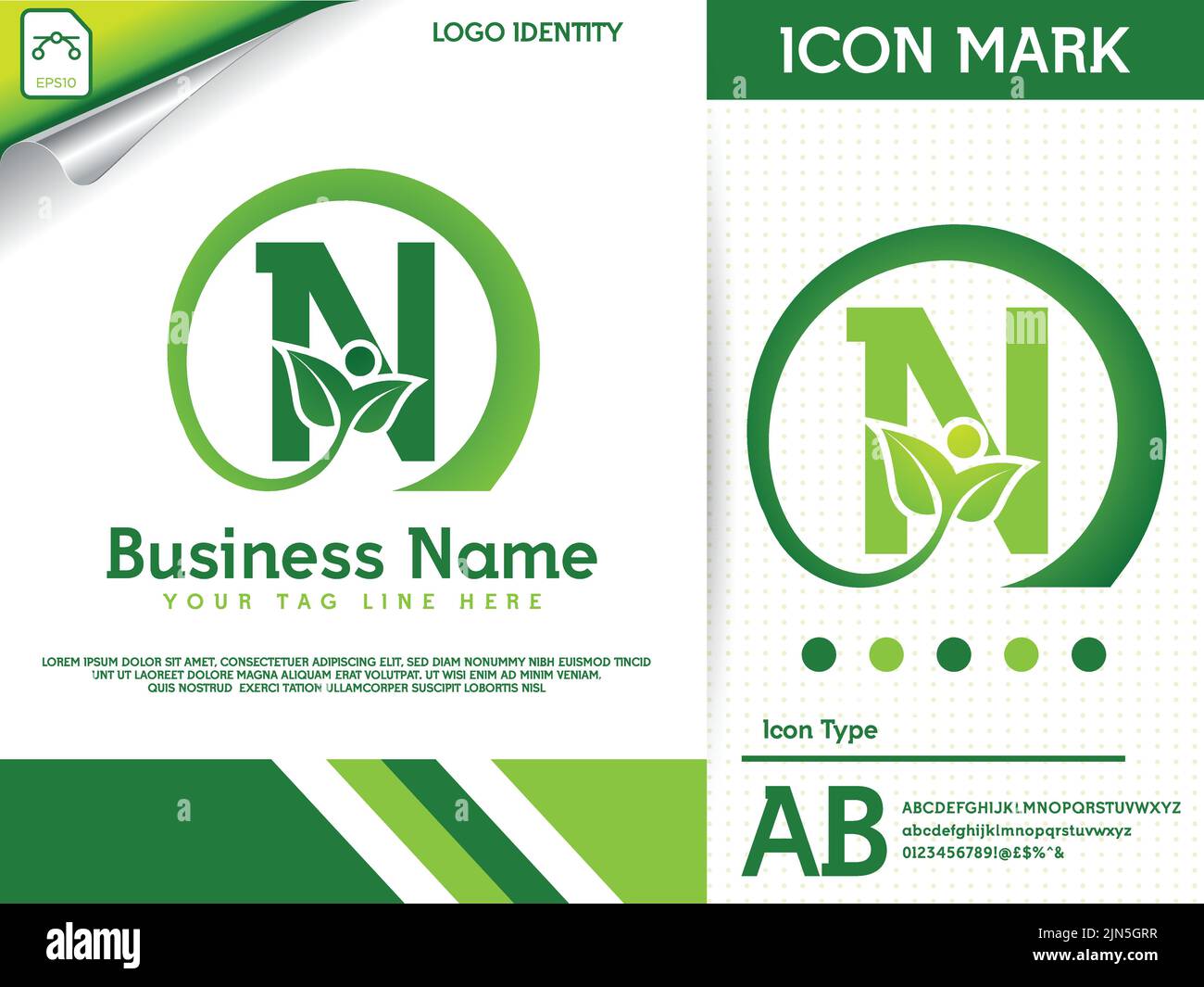 Natural letter n with leaf colorful logo template Stock Vector Image ...