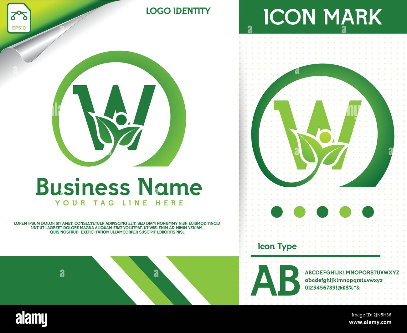 Natural letter w with leaf colorful logo template Stock Vector Image ...