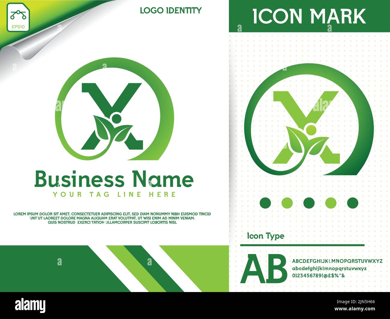 Natural letter x with leaf colorful logo template Stock Vector Image ...