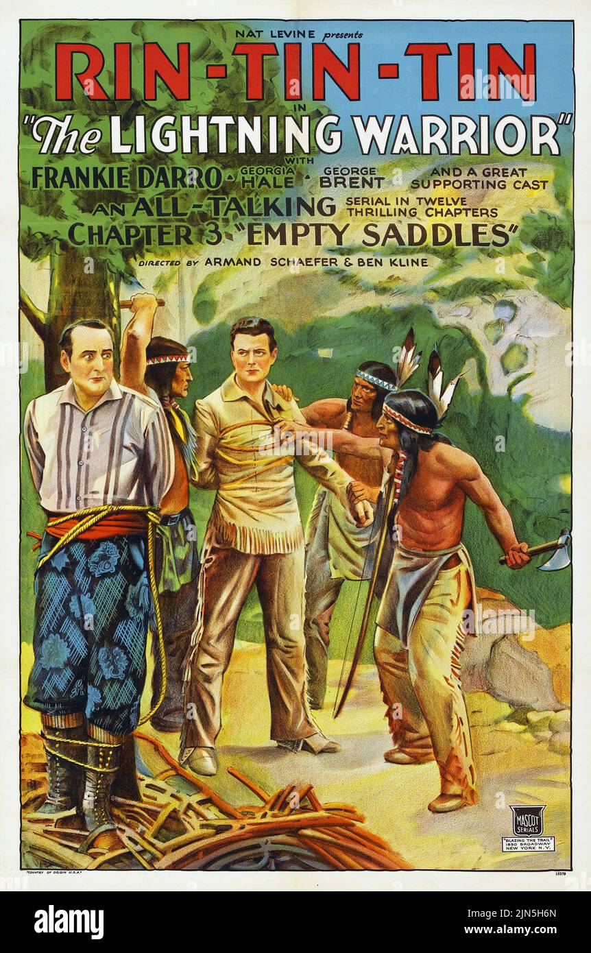 The Lightning Warrior (Mascot, 1931). Vintage movie poster - Chapter 3 - 'Empty Saddles' Stock Photo