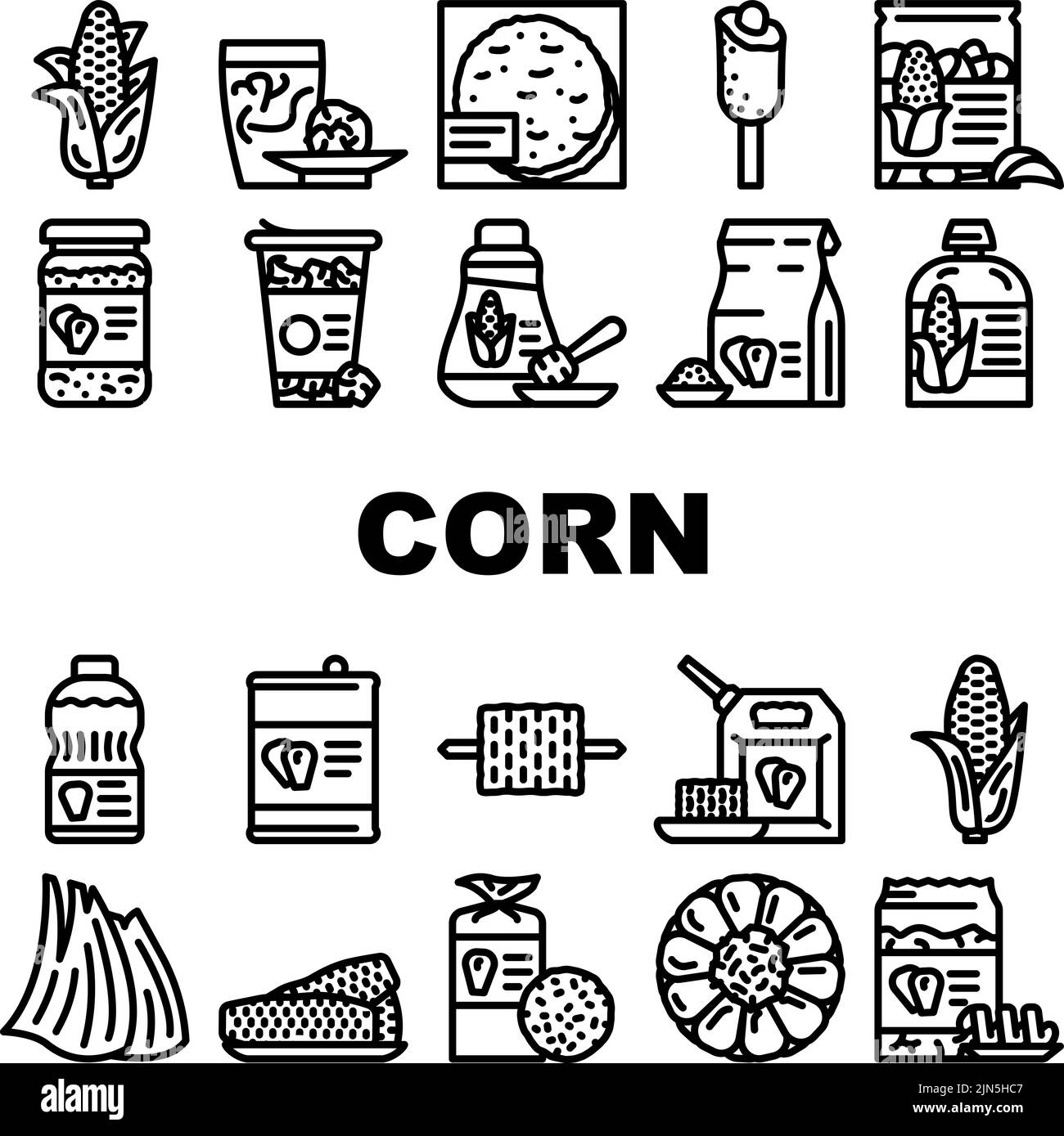 corn maize sweet plant cob icons set vector Stock Vector Image & Art ...