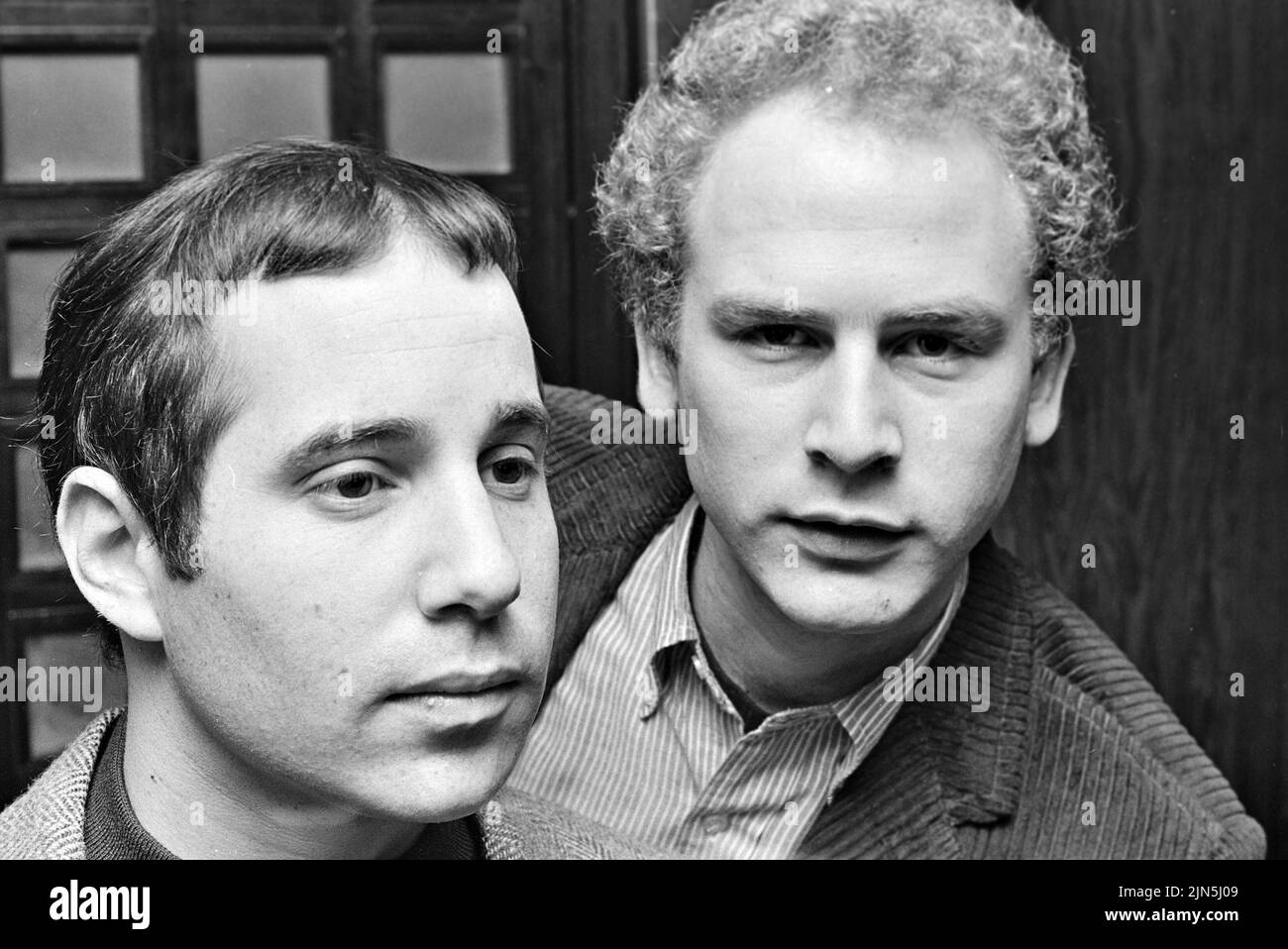 SIMON AND GARFUNKEL US vocal duo in 1967 with Paul Simon at left and Art Garfunkel . Photo: Tony Gale Stock Photo