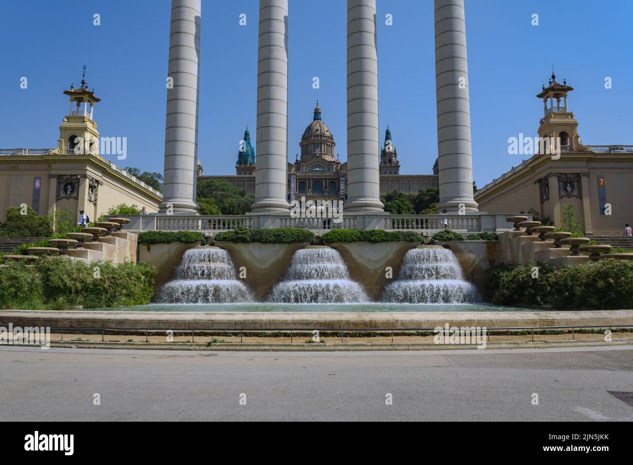 Horizontal shot of the National Palace of Catalogna in Montjuic