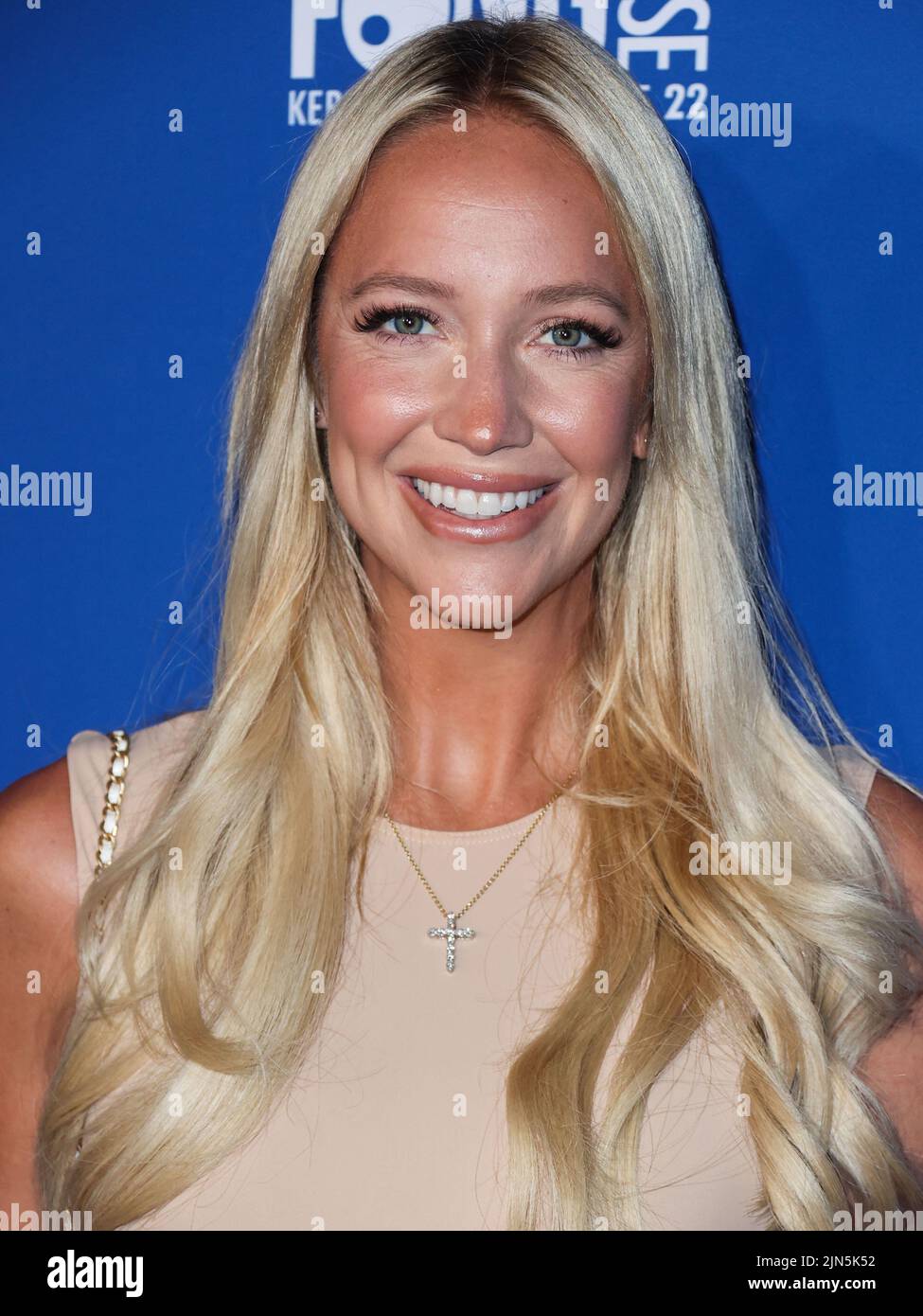 Los Angeles, United States. 08th Aug, 2022. ELYSIAN PARK, LOS ANGELES, CALIFORNIA, USA - AUGUST 08: American sports anchor/reporter Ashley Brewer arrives at Kershaw's Challenge Ping Pong 4 Purpose 2022 held at Dodger Stadium on August 8, 2022 in Elysian Park, Los Angeles, California, United States. (Photo by Xavier Collin/Image Press Agency) Credit: Image Press Agency/Alamy Live News Stock Photo