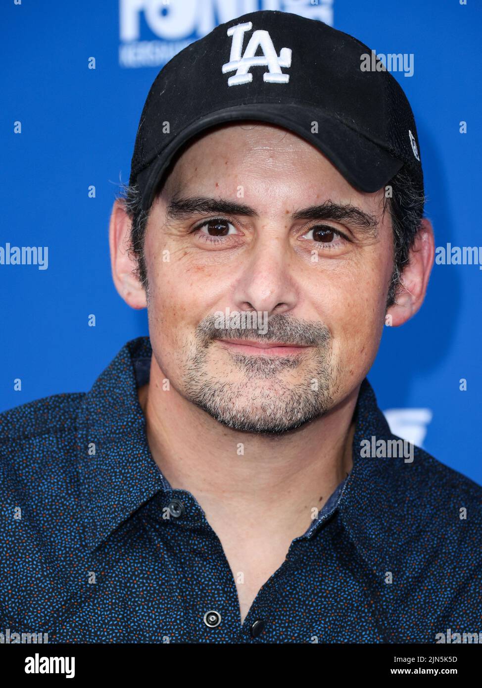 ELYSIAN PARK, LOS ANGELES, CALIFORNIA, USA - AUGUST 08: American singer-songwriter Brad Paisley arrives at Kershaw's Challenge Ping Pong 4 Purpose 2022 held at Dodger Stadium on August 8, 2022 in Elysian Park, Los Angeles, California, United States. (Photo by Xavier Collin/Image Press Agency) Stock Photo