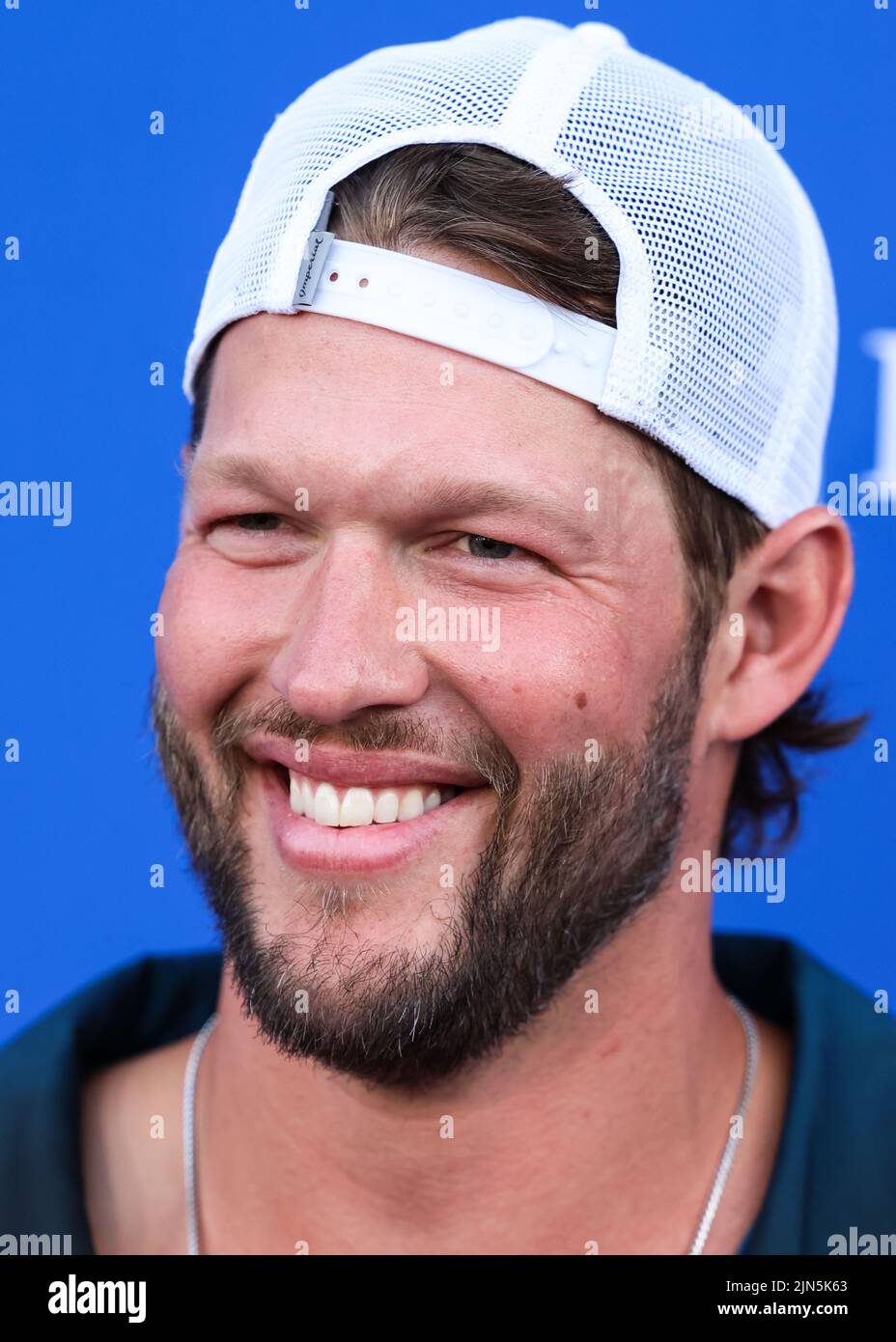 ELYSIAN PARK, LOS ANGELES, CALIFORNIA, USA - AUGUST 08: American professional baseball pitcher for the Los Angeles Dodgers of Major League Baseball Clayton Kershaw arrives at Kershaw's Challenge Ping Pong 4 Purpose 2022 held at Dodger Stadium on August 8, 2022 in Elysian Park, Los Angeles, California, United States. (Photo by Xavier Collin/Image Press Agency) Stock Photo