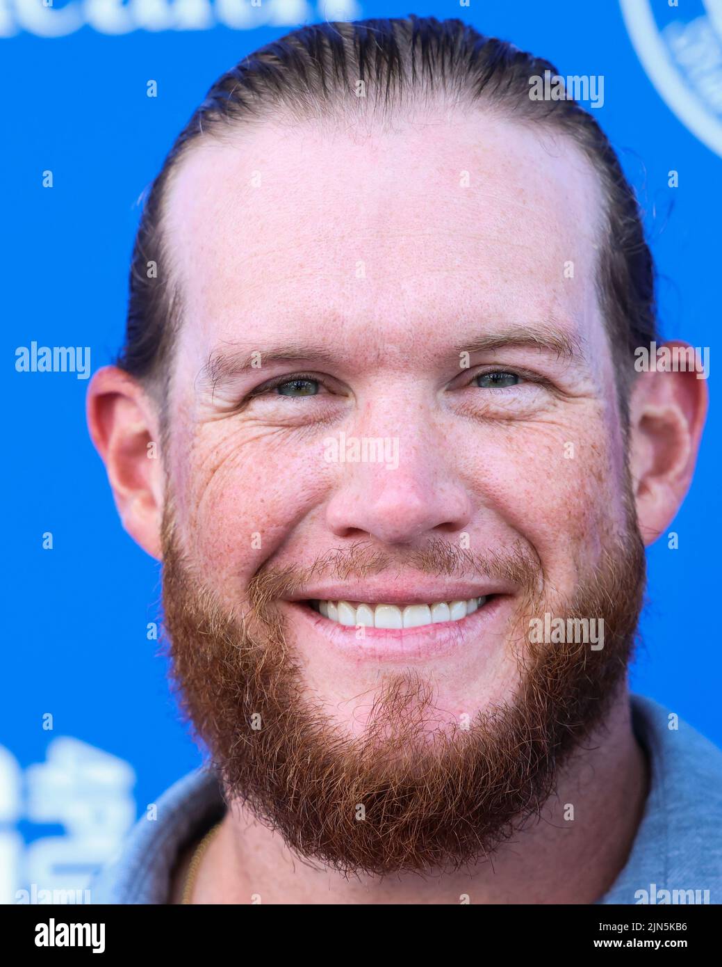 ELYSIAN PARK, LOS ANGELES, CALIFORNIA, USA - AUGUST 08: American professional baseball pitcher for the Los Angeles Dodgers of Major League Baseball Craig Kimbrel arrives at Kershaw's Challenge Ping Pong 4 Purpose 2022 held at Dodger Stadium on August 8, 2022 in Elysian Park, Los Angeles, California, United States. (Photo by Xavier Collin/Image Press Agency) Stock Photo
