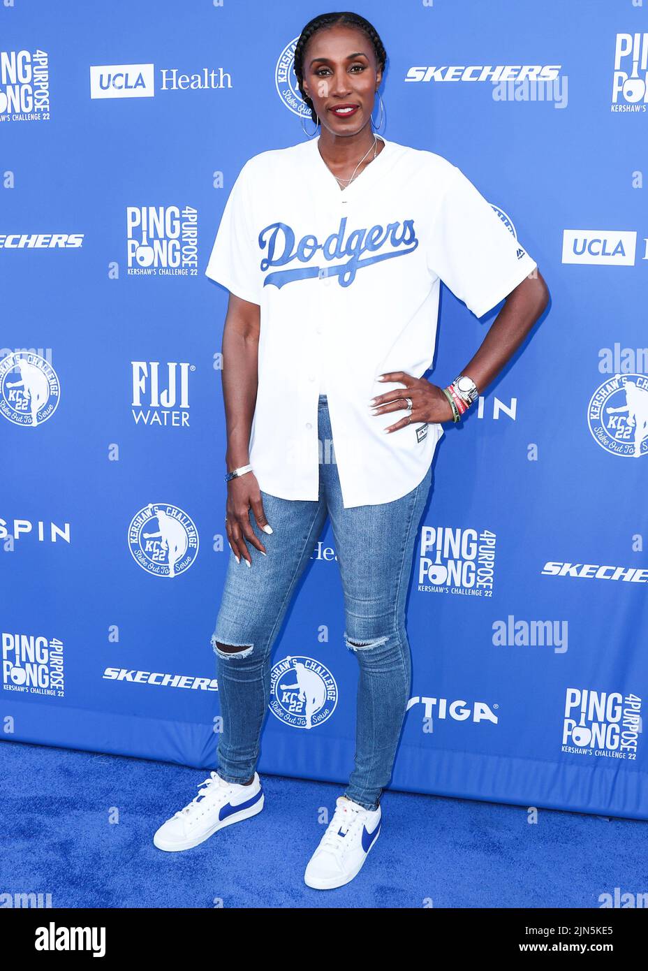 ELYSIAN PARK, LOS ANGELES, CALIFORNIA, USA - AUGUST 08: American former professional basketball player Lisa Leslie arrives at Kershaw's Challenge Ping Pong 4 Purpose 2022 held at Dodger Stadium on August 8, 2022 in Elysian Park, Los Angeles, California, United States. (Photo by Xavier Collin/Image Press Agency) Stock Photo
