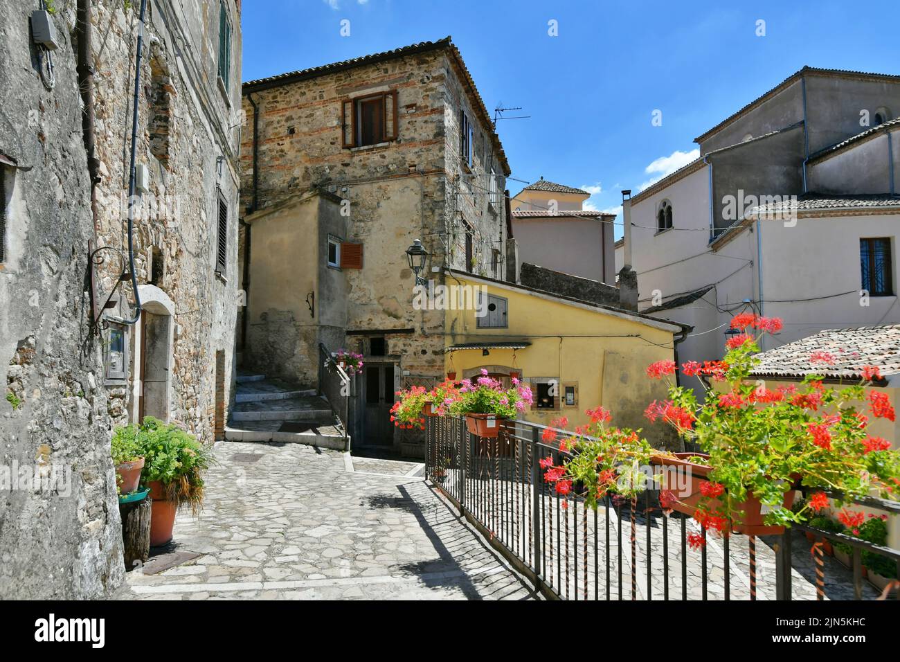 A small street between the old houses of Zungoli, one of the most