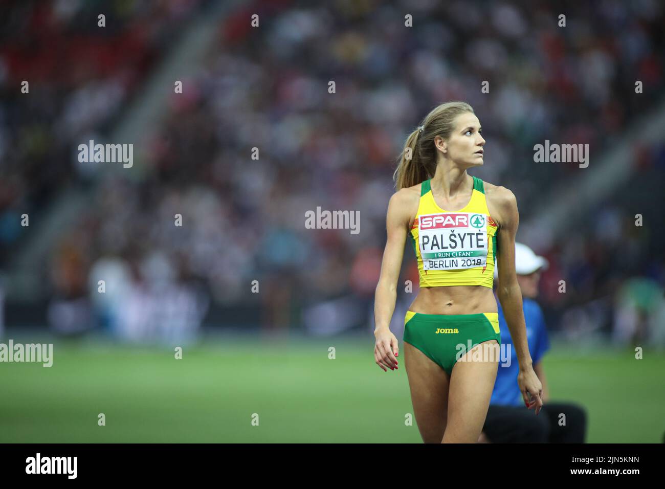 Airinė Palšytė participating in the high jump at the European Athletics