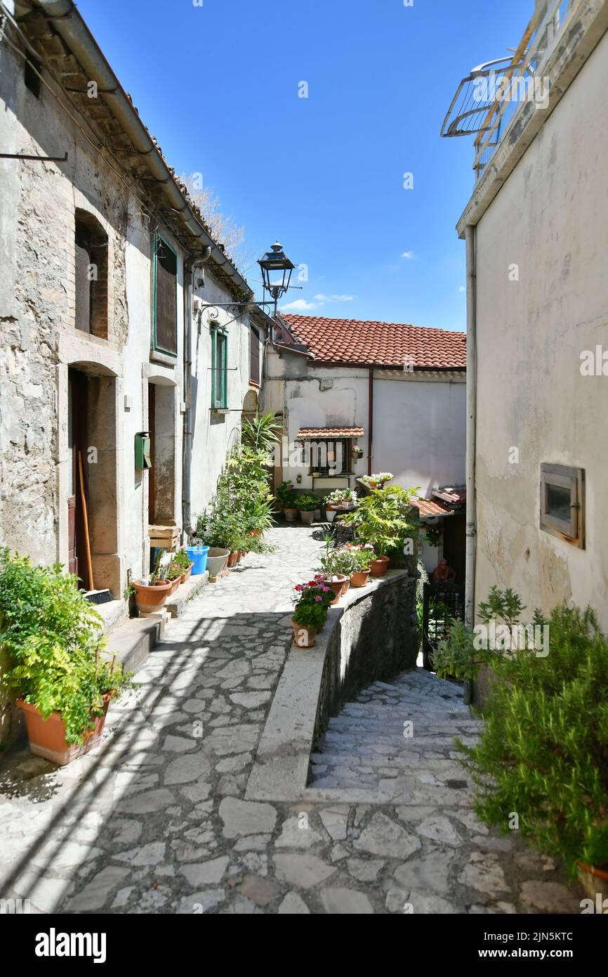 A small street between the old houses of Zungoli, one of the most