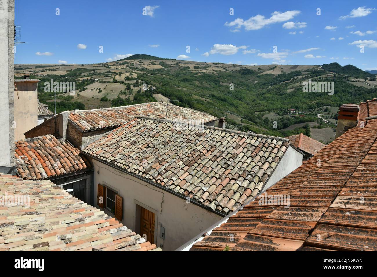 The roofs of the old houses of Zungoli, one of the most beautiful