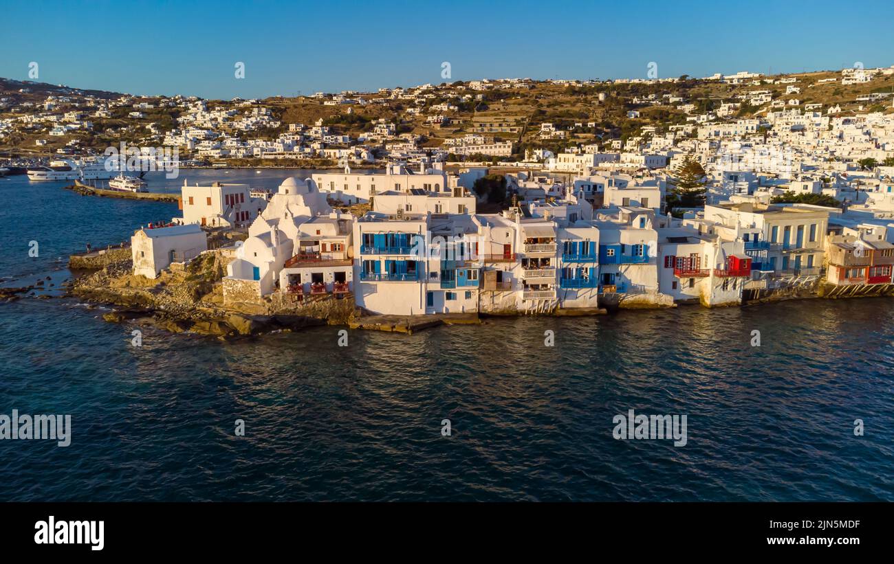 An aerial view of modern buildings near the water in summer Stock Photo ...