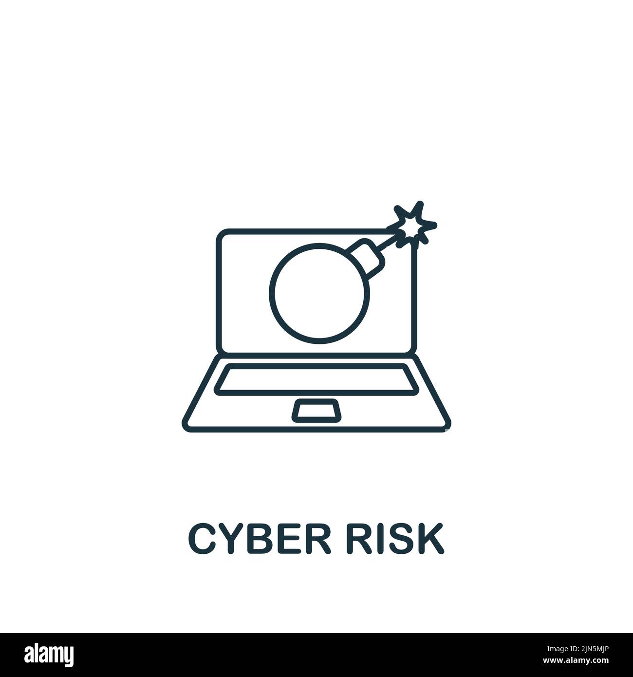 Cyber Risk icon. Monochrome simple Cybercrime icon for templates, web ...