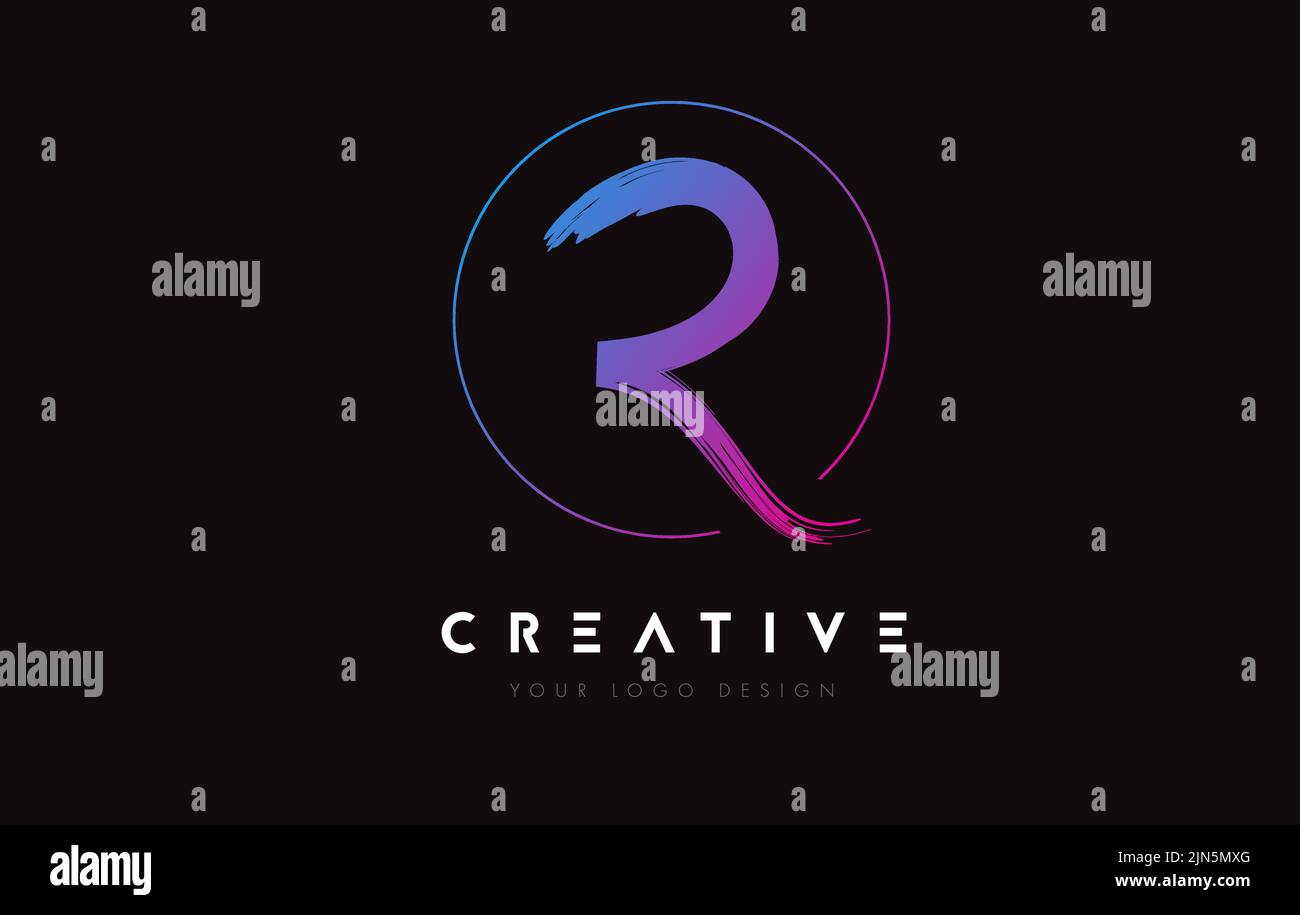 Creative Colorful R Brush Letter Logo Design. Artistic Handwritten ...