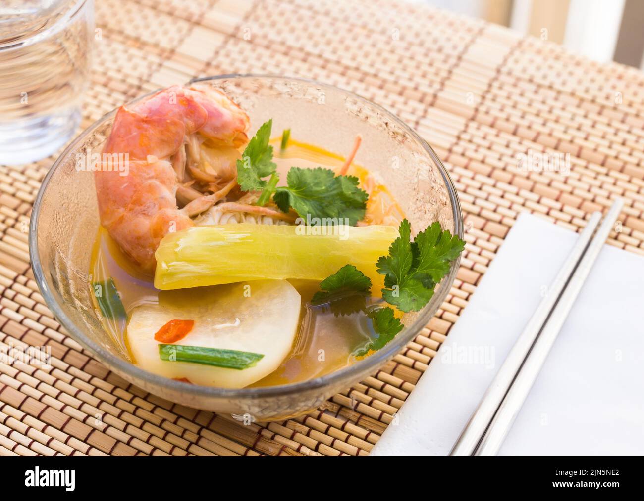 Thai soup with seafood and vegetables Stock Photo Alamy