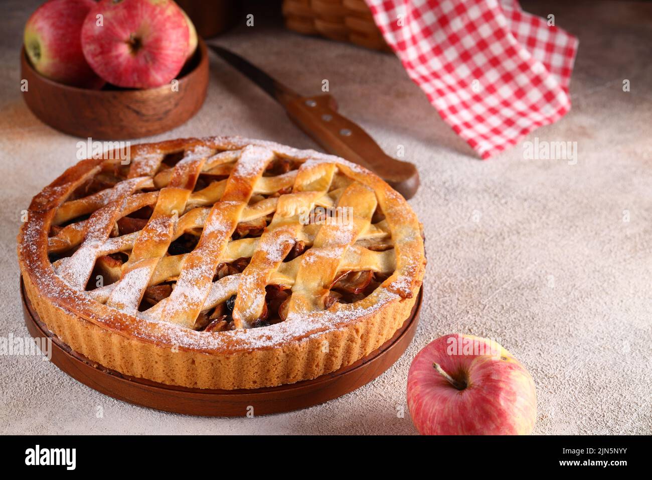 homemade apple pie with fresh fruit Stock Photo Alamy