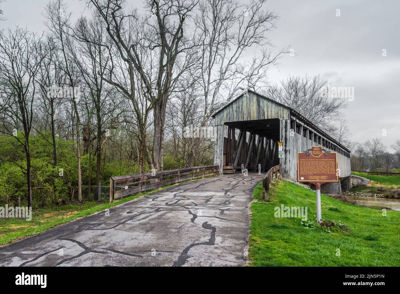 Black Covered Bridge - Oxford - Ohio Stock Photo