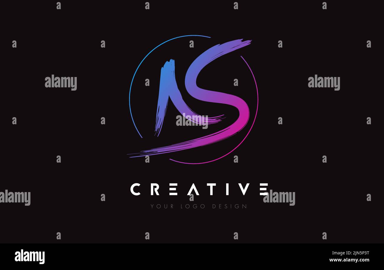 Creative Colorful AS Brush Letter Logo Design. Artistic Handwritten ...