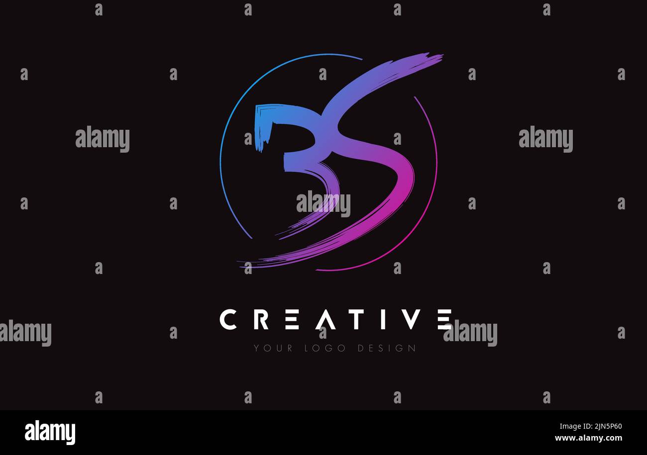 Creative Colorful BS Brush Letter Logo Design. Artistic Handwritten ...