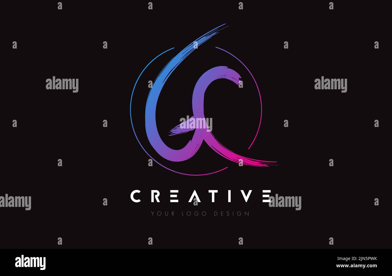 Creative Colorful GC Brush Letter Logo Design. Artistic Handwritten Brush Letters Logo Concept