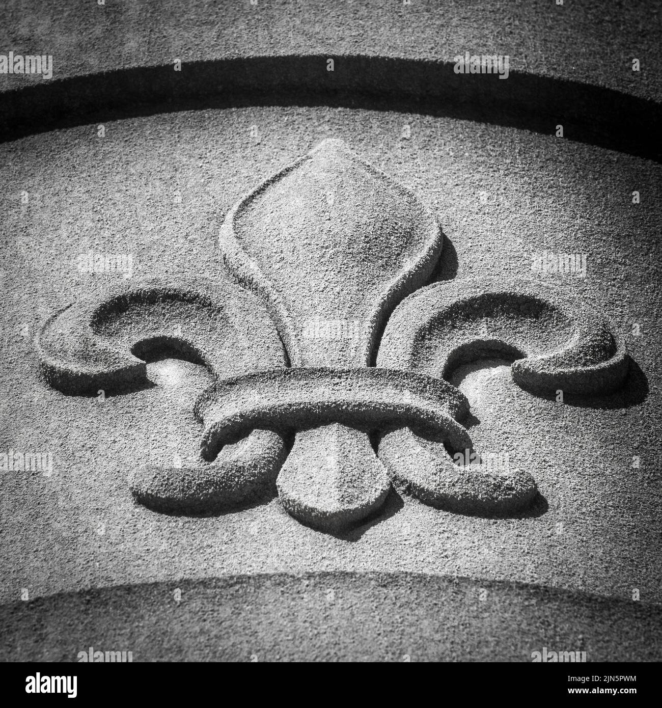 Stone Fleur-de-lis Symbol of Lousiville Kentucky Stock Photo