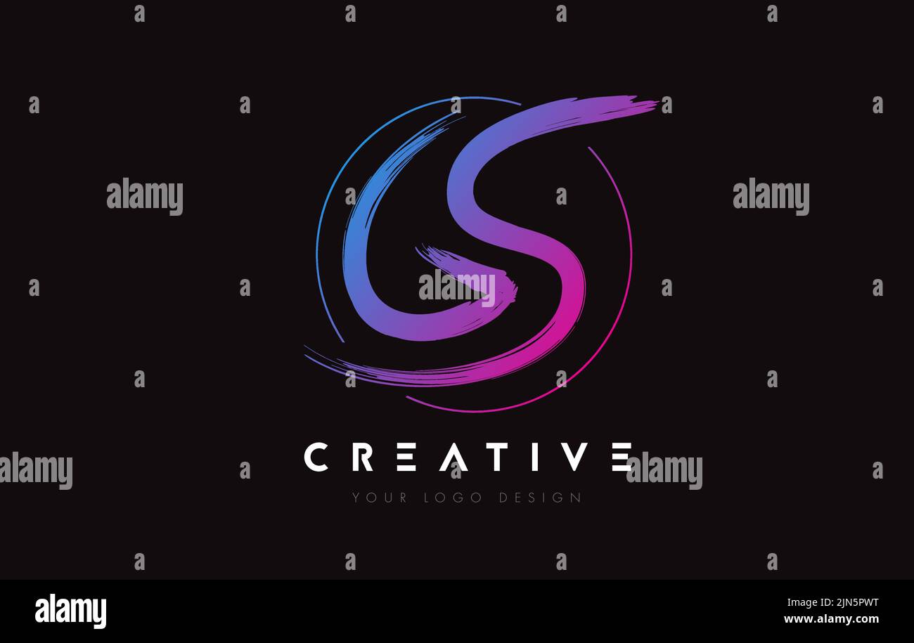 Creative Colorful GS Brush Letter Logo Design. Artistic Handwritten Brush Letters Logo Concept
