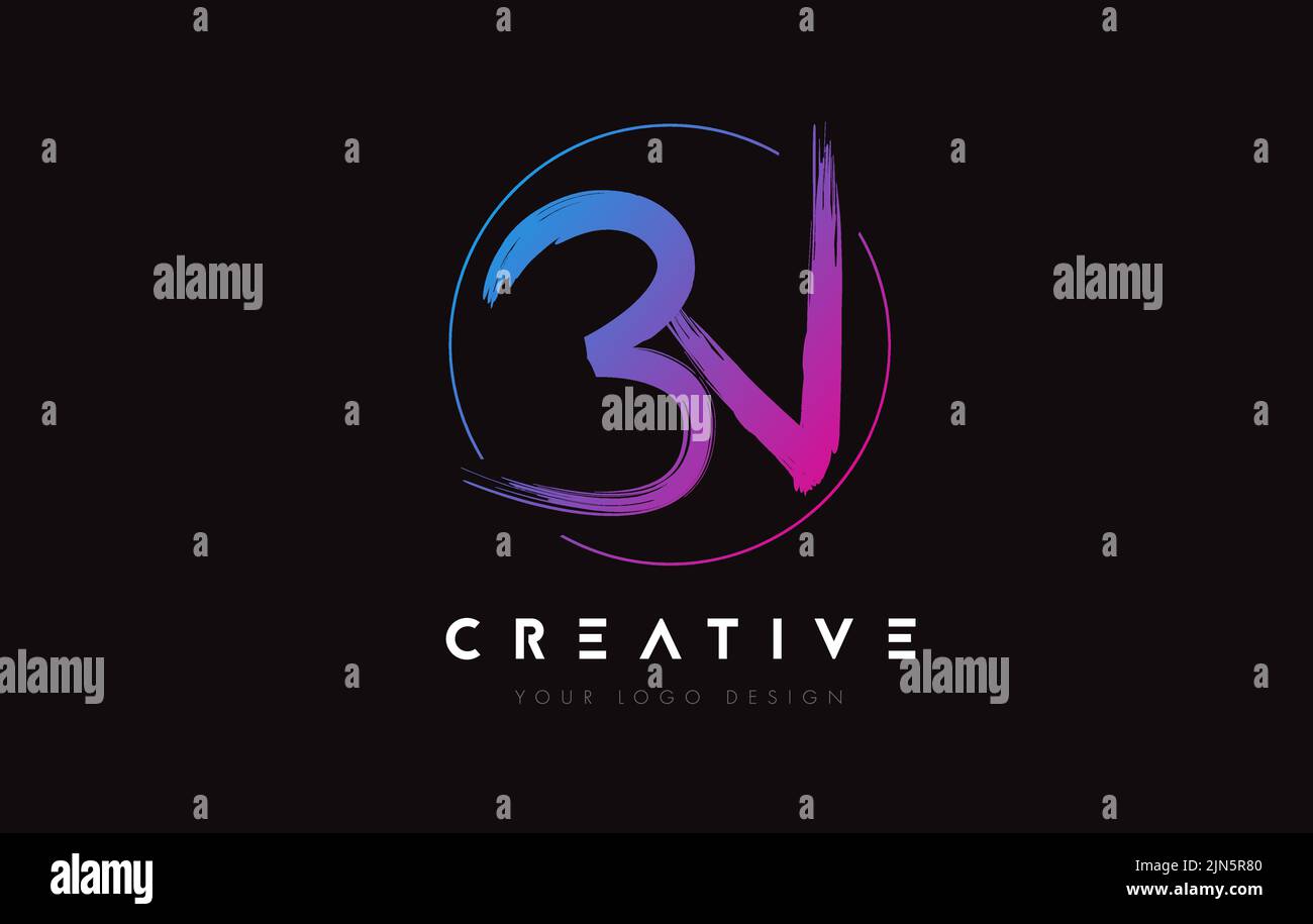 Creative Colorful BN Brush Letter Logo Design. Artistic Handwritten Brush Letters Logo Concept
