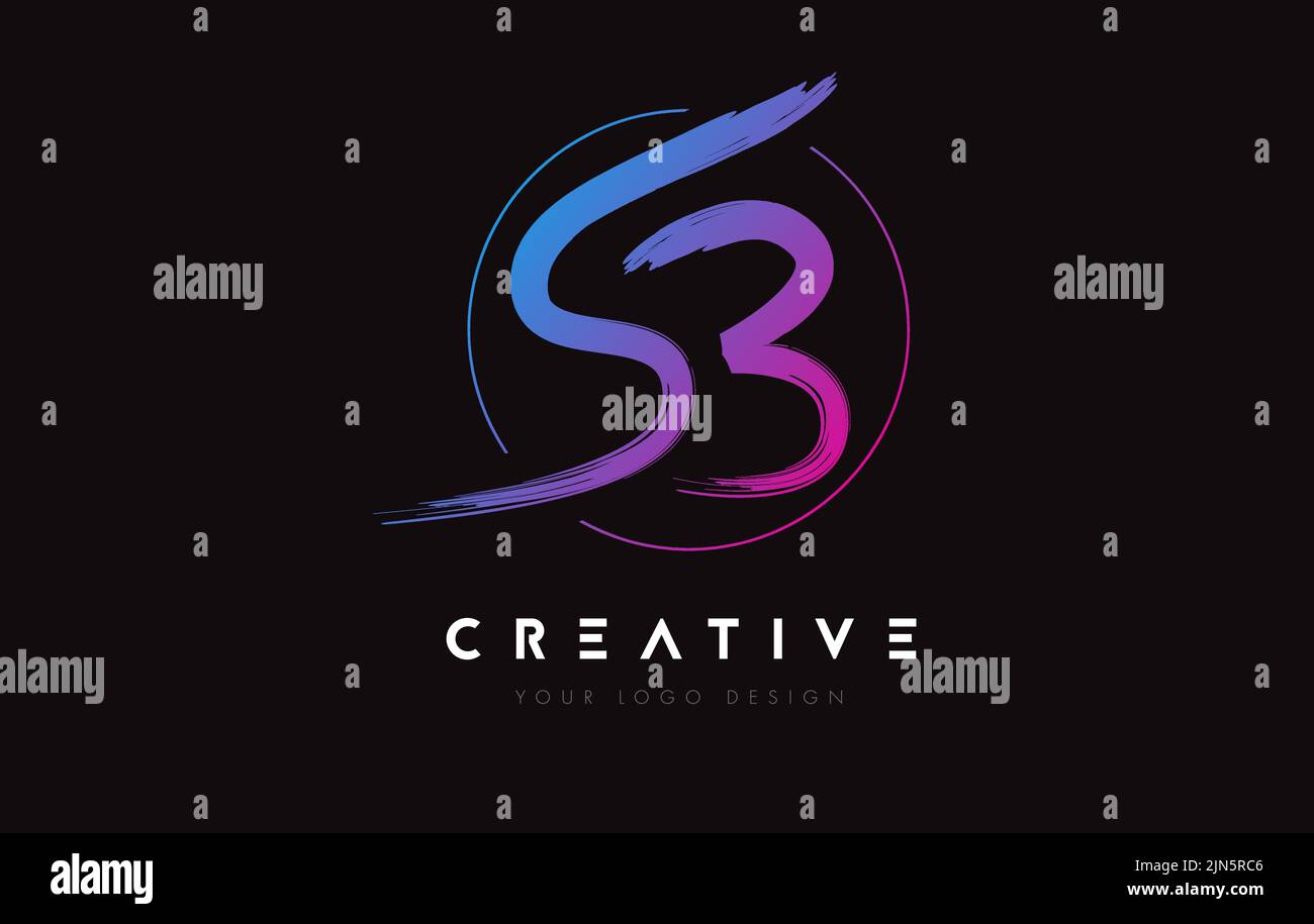 Creative Colorful SB Brush Letter Logo Design. Artistic Handwritten Brush Letters Logo Concept