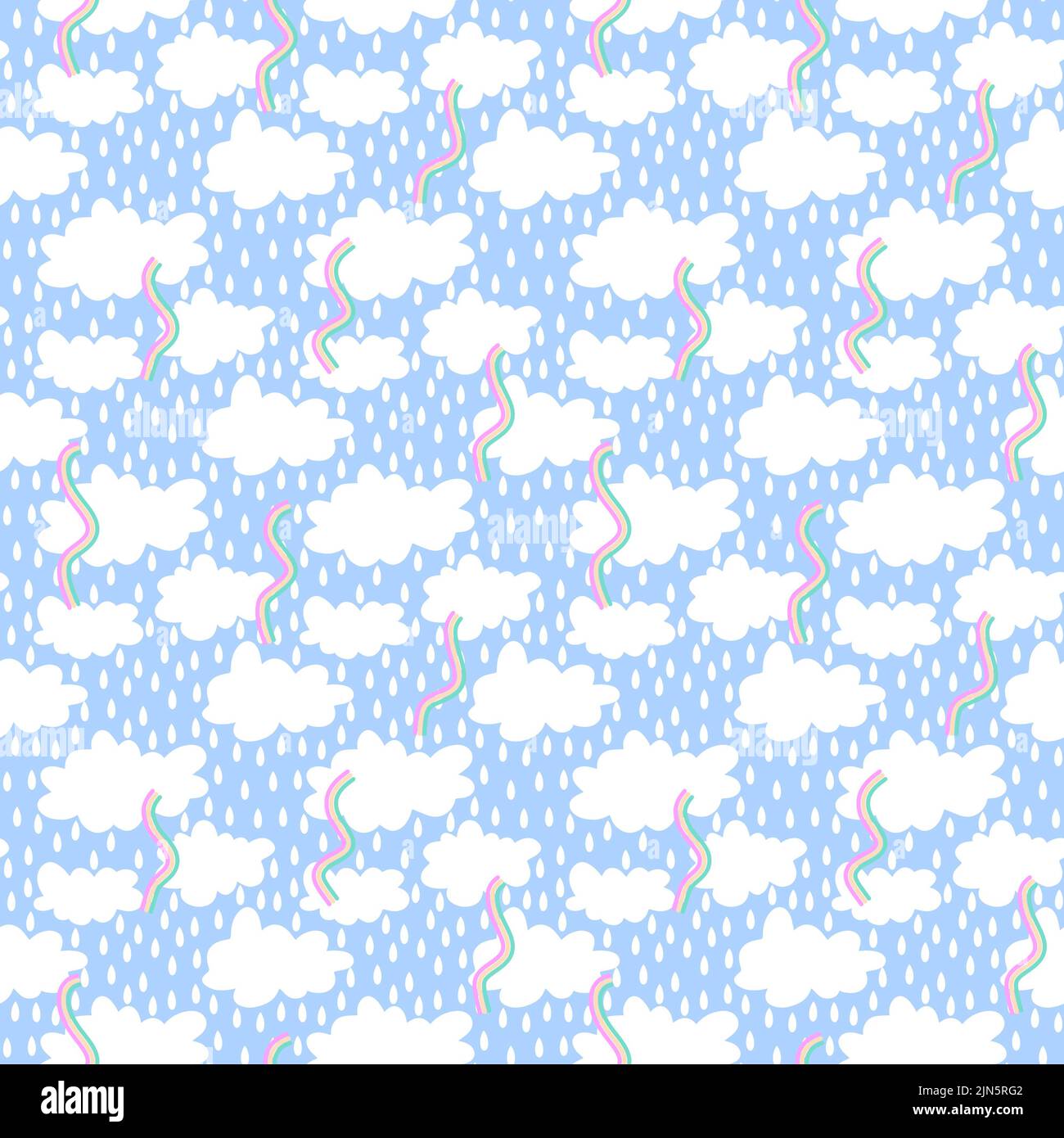 Cartoon seamless clouds and rain drops pattern for kids clothes print ...