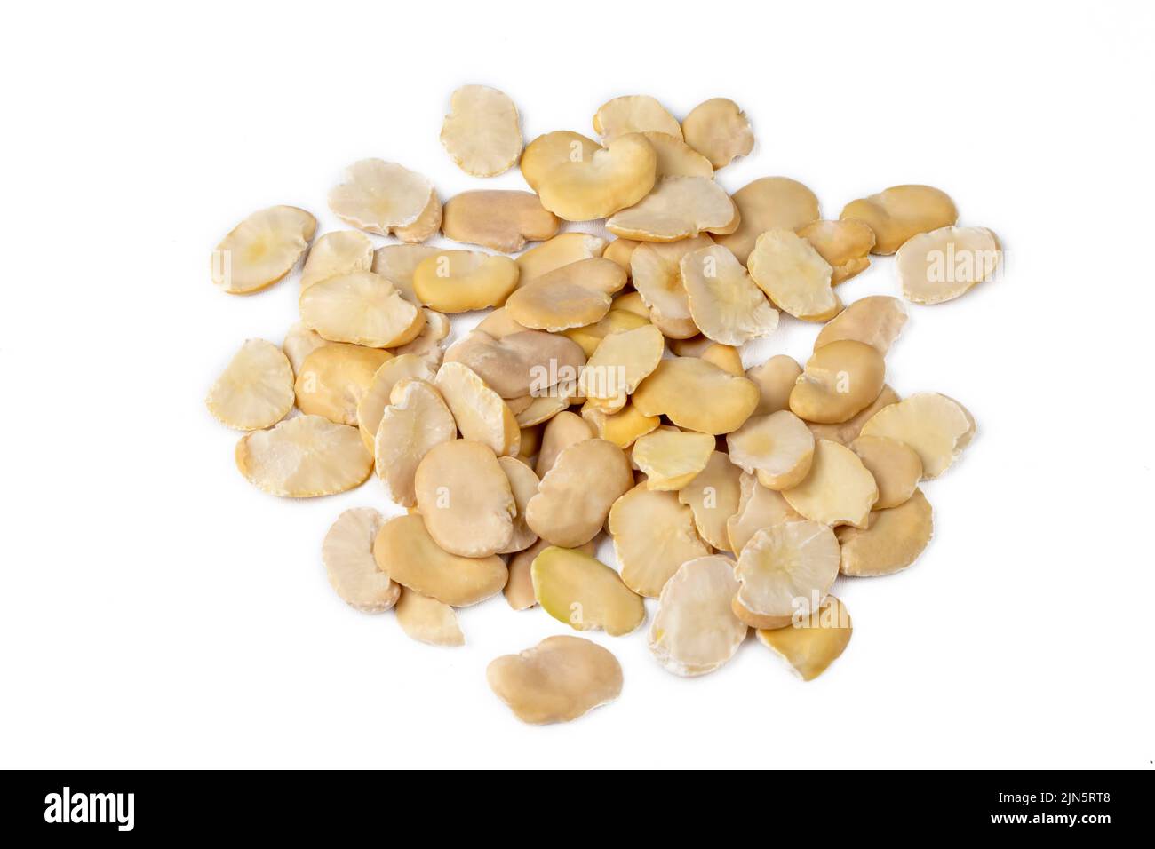 Dried broad bean on the white background Stock Photo