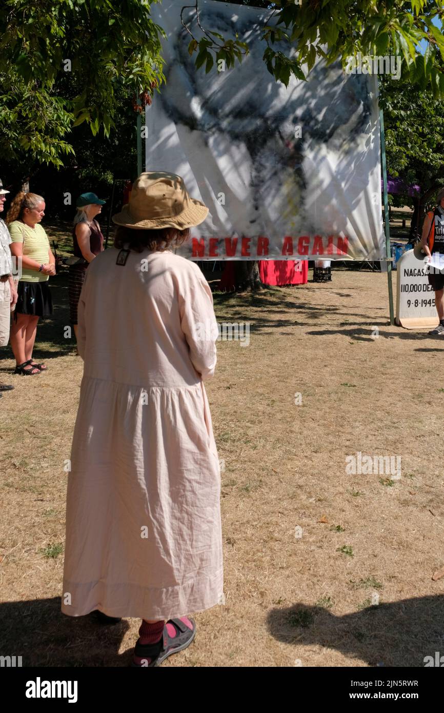 Bristol, UK. 9th Aug, 2022. Peace groups are remembering the lives of those killed when the A-Bomb was dropped on Nagasaki in World War Two. A Die-in was carried out at 11.02am, the same time that Nagasaki was bombed on 9th Aug 1945. Credit: JMF News/Alamy Live News Stock Photo