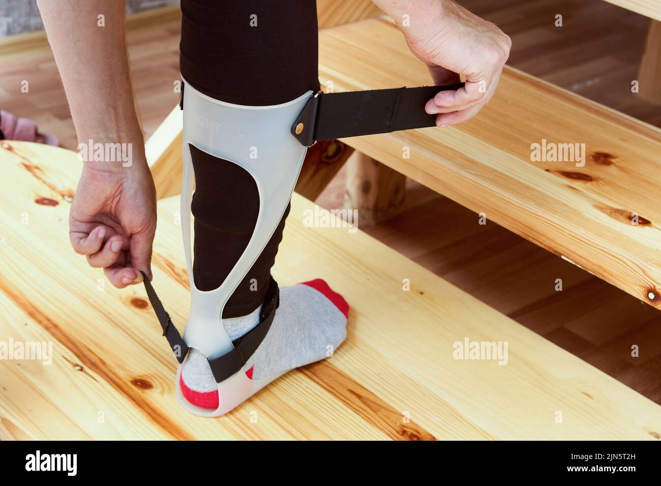 Ankle foot orthosis AFO foot drop support brace. Stock Photo