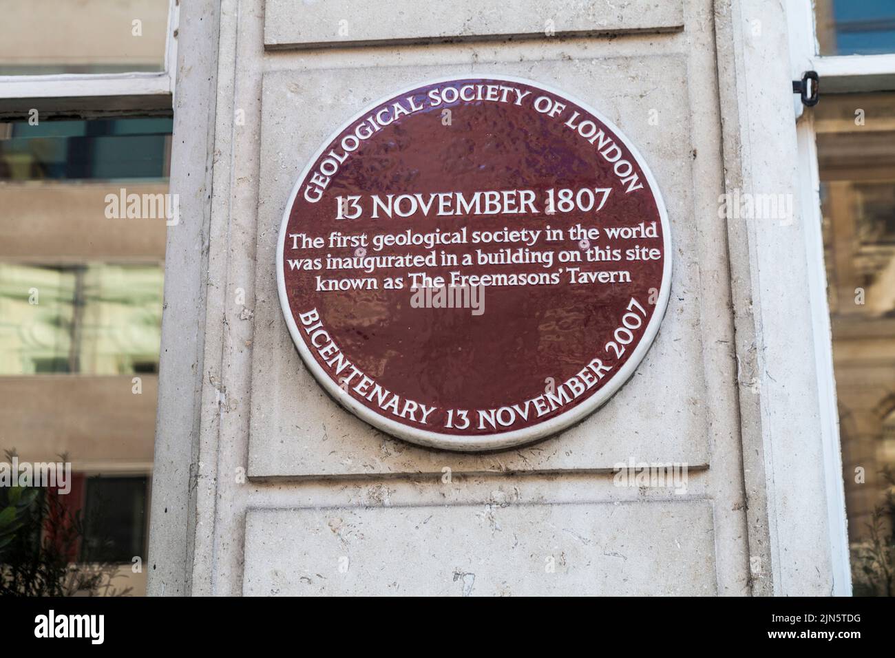 Plaque commemorating the First Geological Society of London being ...