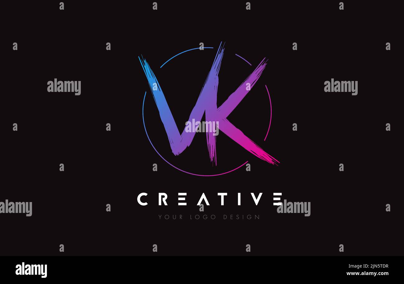 Creative Colorful VK Brush Letter Logo Design. Artistic Handwritten ...
